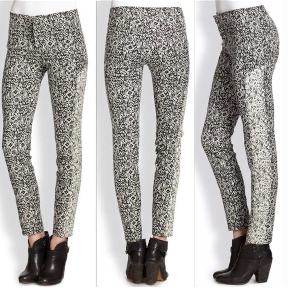 Parker Olsen Printed Mid-Rise Ankle Skinny Pants